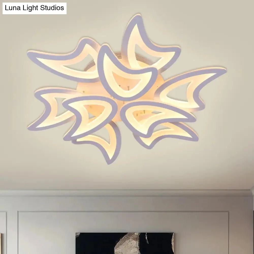 Contemporary Ceiling Lamp with LED Leaves, Acrylic Shade, and Multiple Light Options
