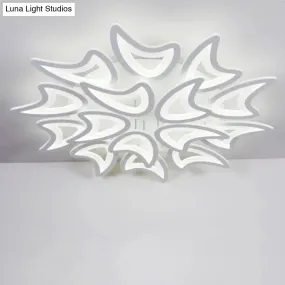 Contemporary Ceiling Lamp with LED Leaves, Acrylic Shade, and Multiple Light Options