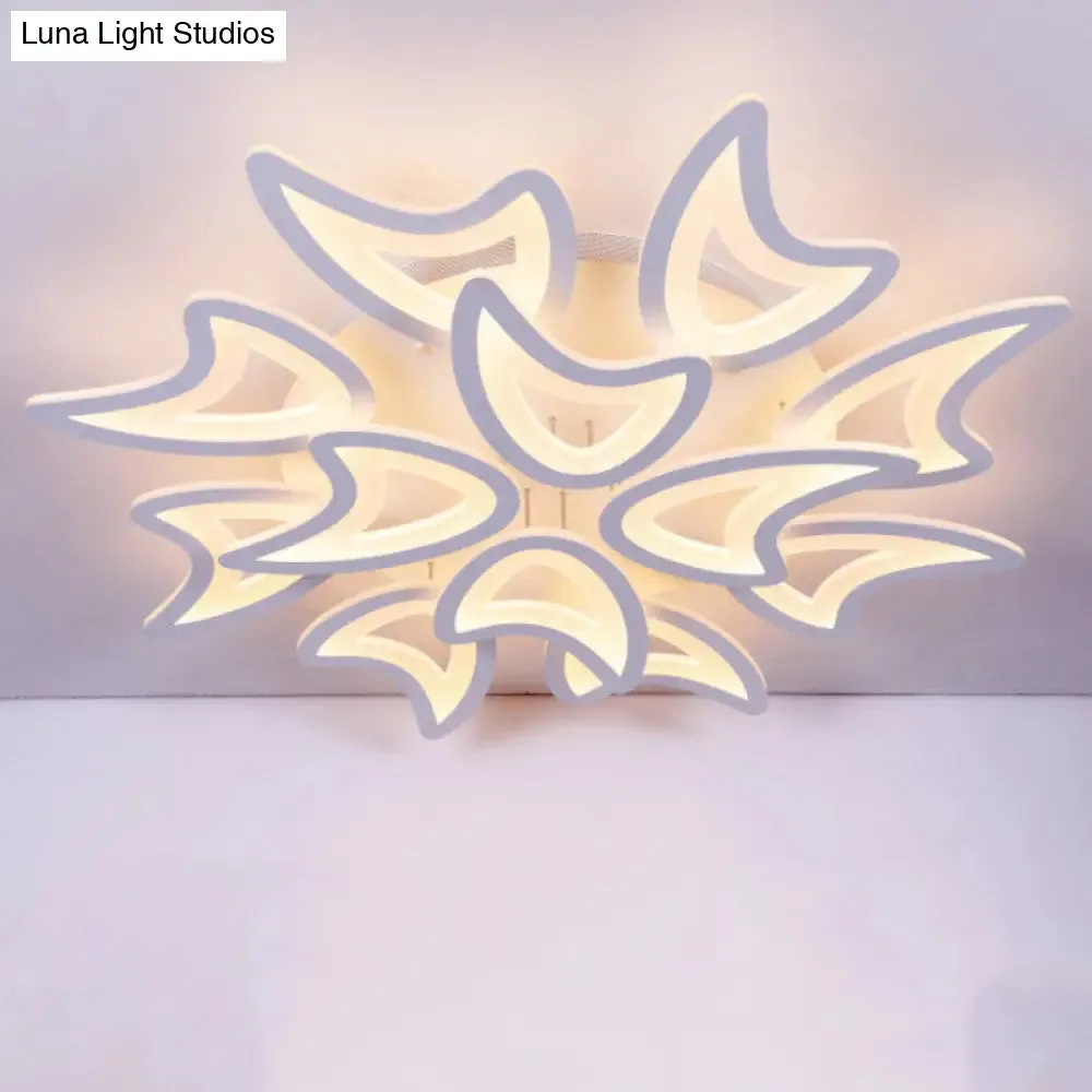 Contemporary Ceiling Lamp with LED Leaves, Acrylic Shade, and Multiple Light Options