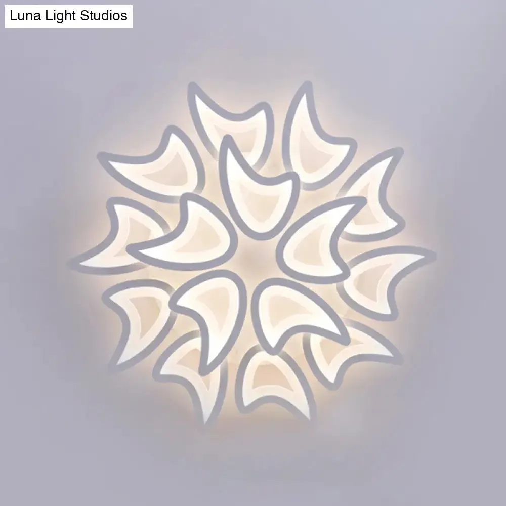 Contemporary Ceiling Lamp with LED Leaves, Acrylic Shade, and Multiple Light Options