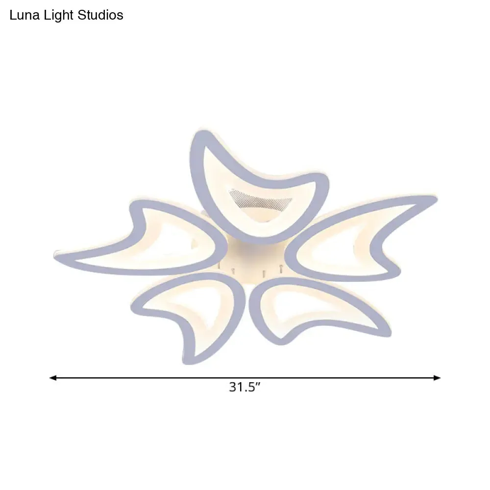 Contemporary Ceiling Lamp with LED Leaves, Acrylic Shade, and Multiple Light Options
