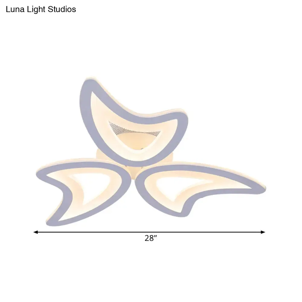 Contemporary Ceiling Lamp with LED Leaves, Acrylic Shade, and Multiple Light Options