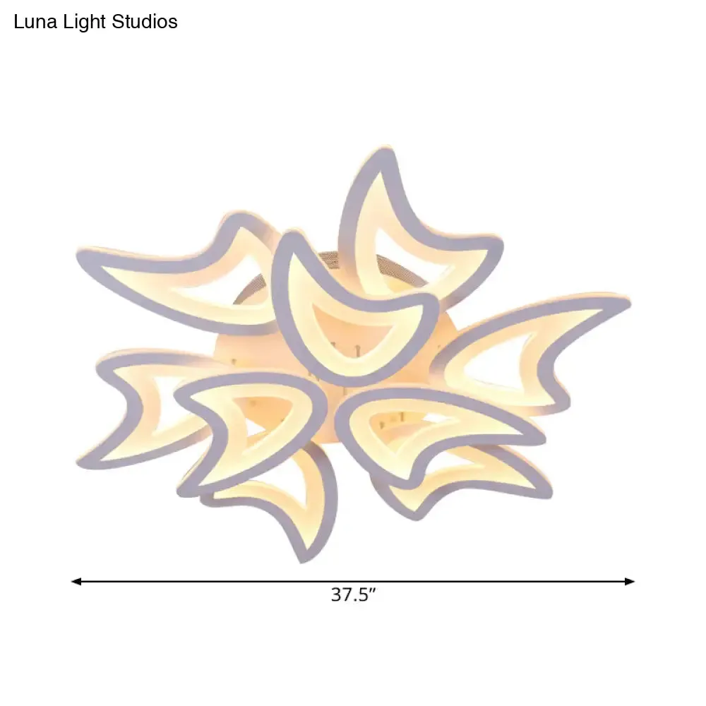 Contemporary Ceiling Lamp with LED Leaves, Acrylic Shade, and Multiple Light Options