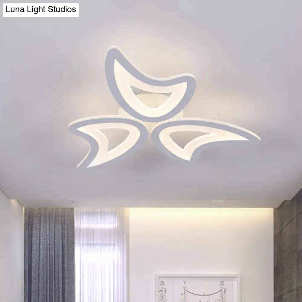 Contemporary Ceiling Lamp with LED Leaves, Acrylic Shade, and Multiple Light Options