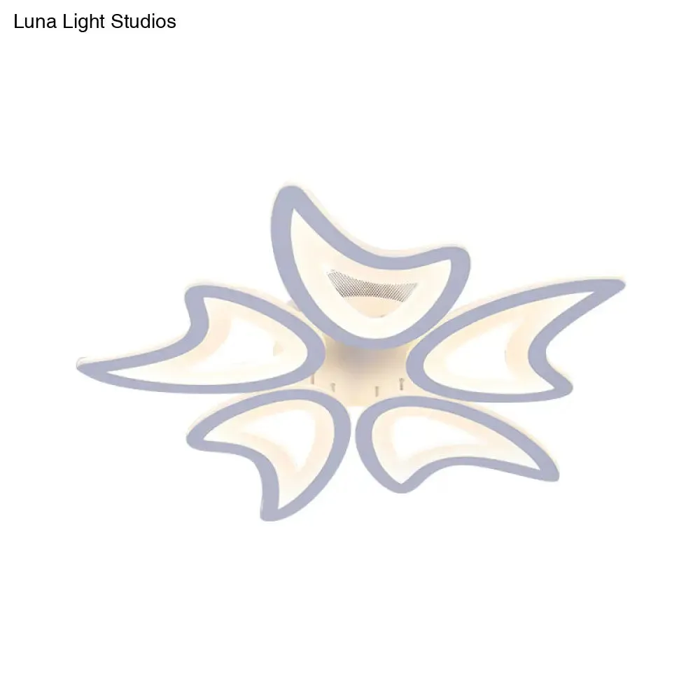 Contemporary Ceiling Lamp with LED Leaves, Acrylic Shade, and Multiple Light Options