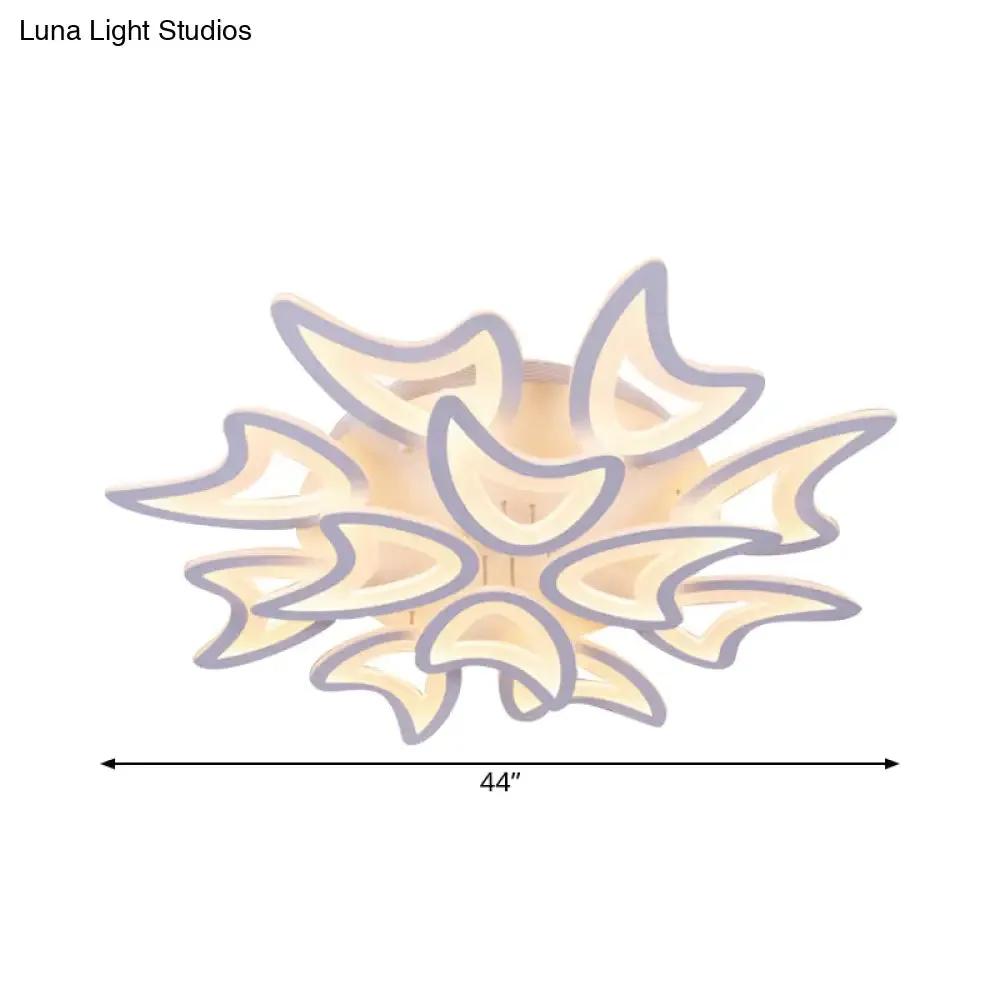 Contemporary Ceiling Lamp with LED Leaves, Acrylic Shade, and Multiple Light Options