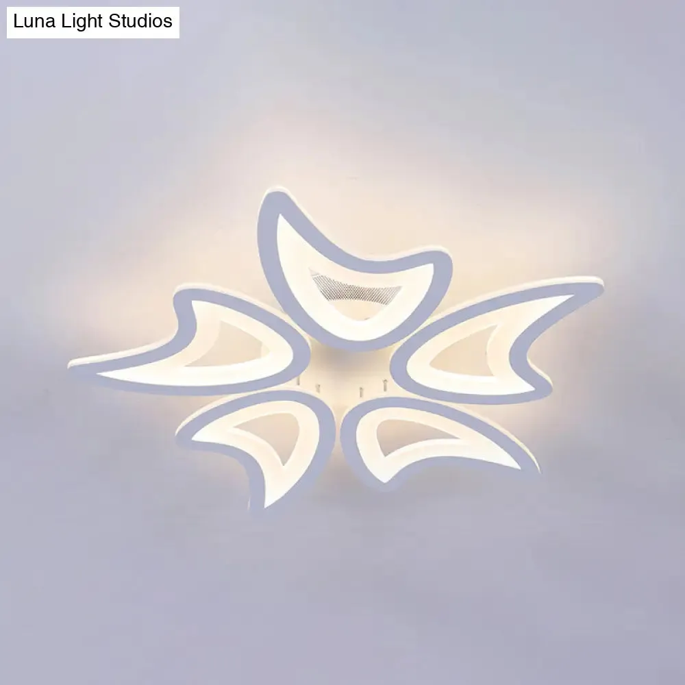 Contemporary Ceiling Lamp with LED Leaves, Acrylic Shade, and Multiple Light Options