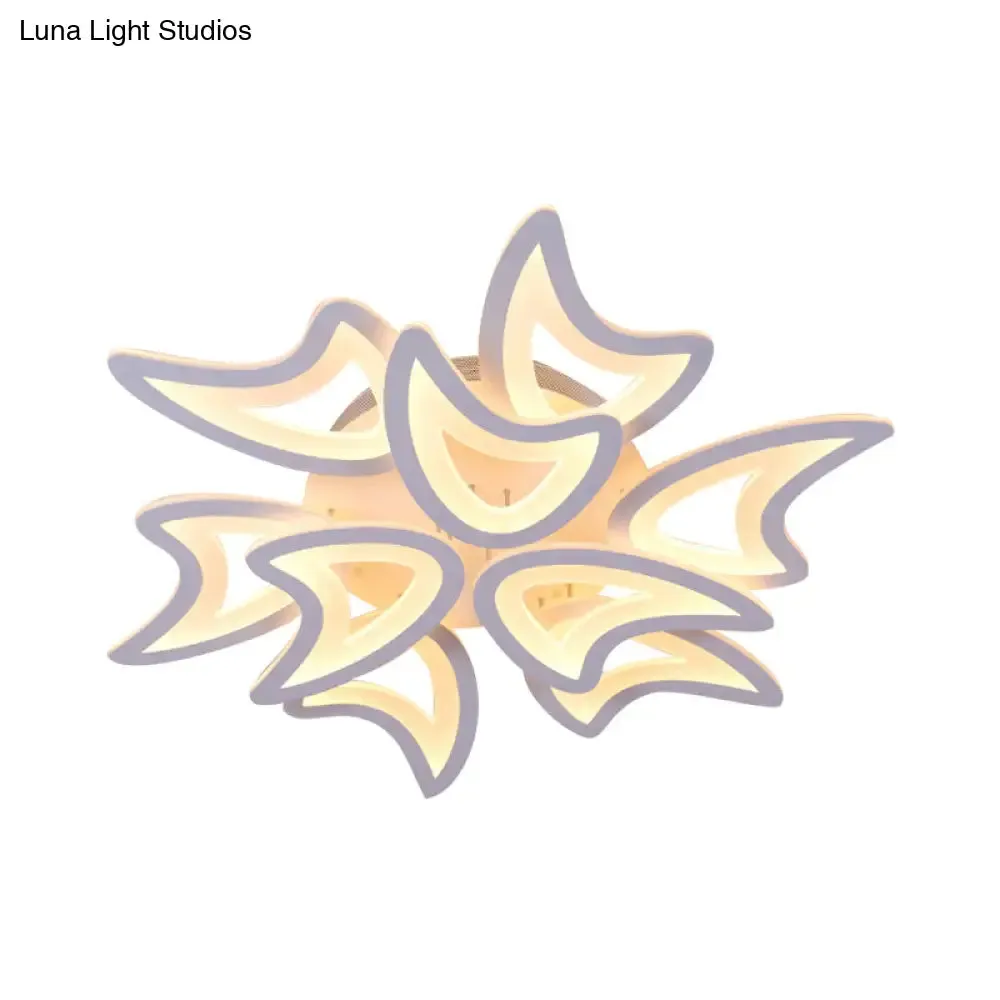 Contemporary Ceiling Lamp with LED Leaves, Acrylic Shade, and Multiple Light Options