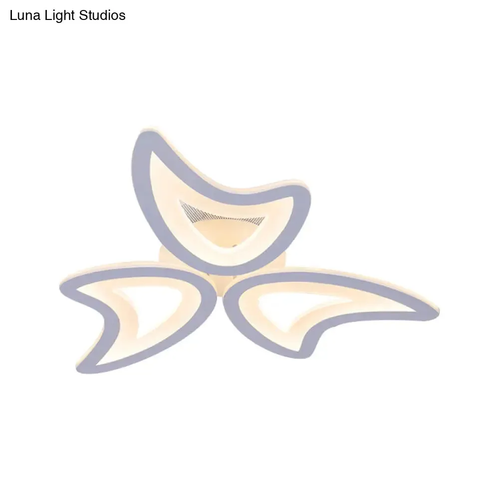 Contemporary Ceiling Lamp with LED Leaves, Acrylic Shade, and Multiple Light Options