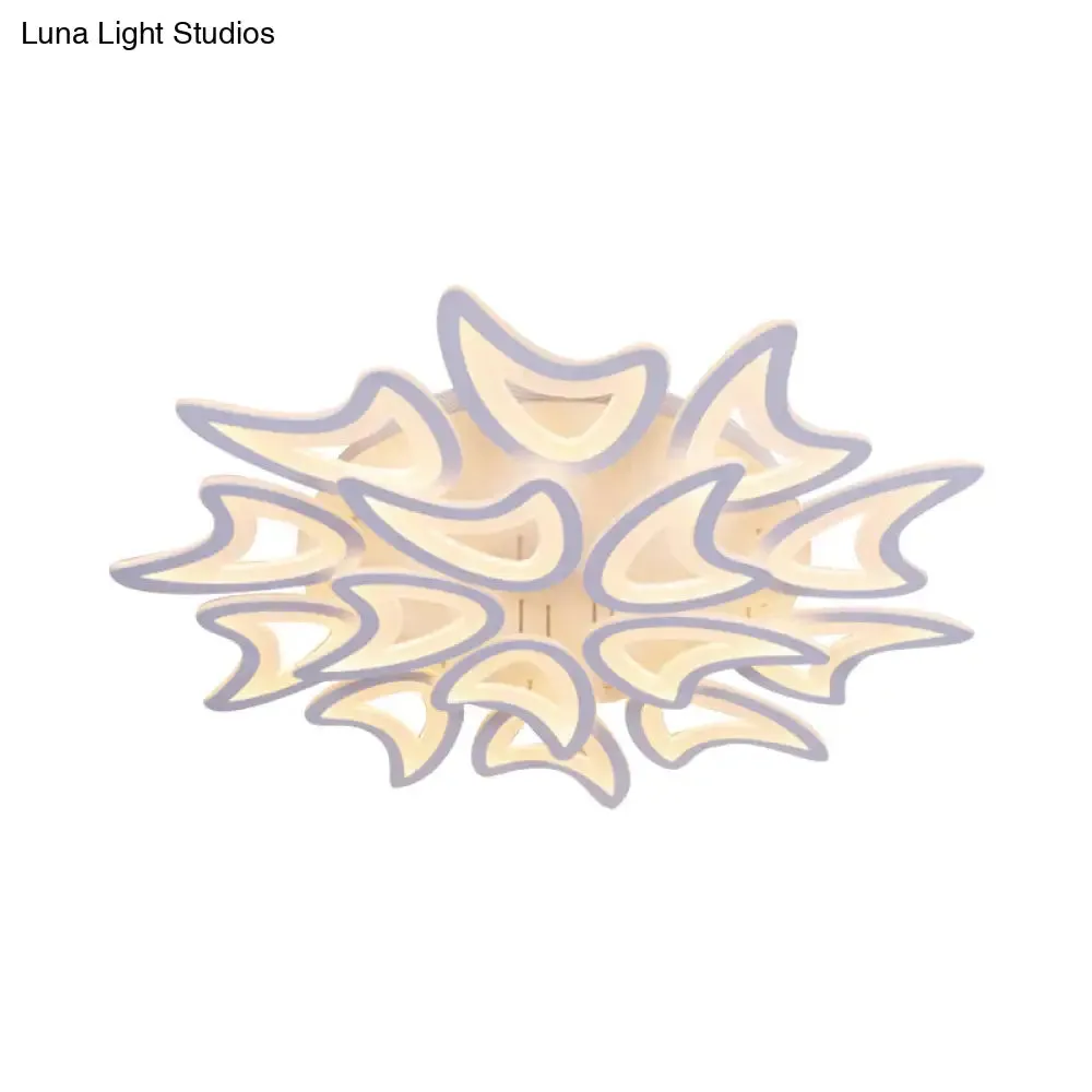 Contemporary Ceiling Lamp with LED Leaves, Acrylic Shade, and Multiple Light Options