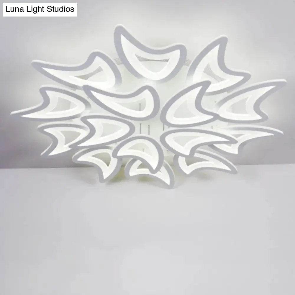Contemporary Ceiling Lamp with LED Leaves, Acrylic Shade, and Multiple Light Options
