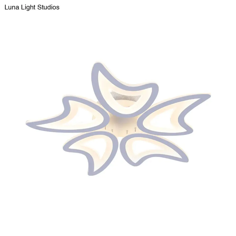 Contemporary Ceiling Lamp with LED Leaves, Acrylic Shade, and Multiple Light Options