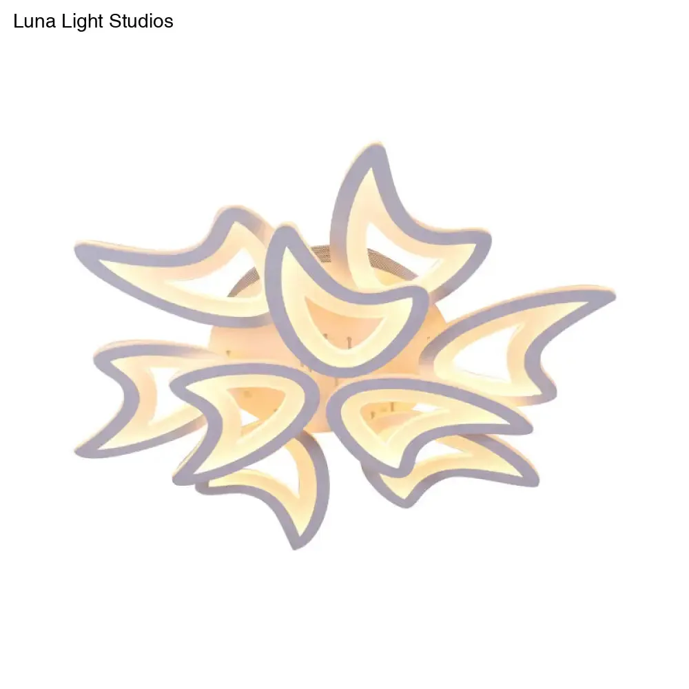 Contemporary Ceiling Lamp with LED Leaves, Acrylic Shade, and Multiple Light Options