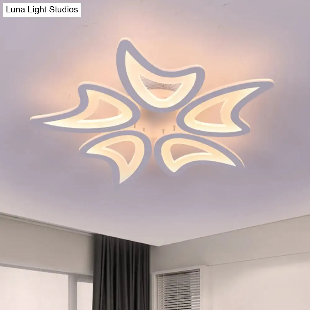 Contemporary Ceiling Lamp with LED Leaves, Acrylic Shade, and Multiple Light Options