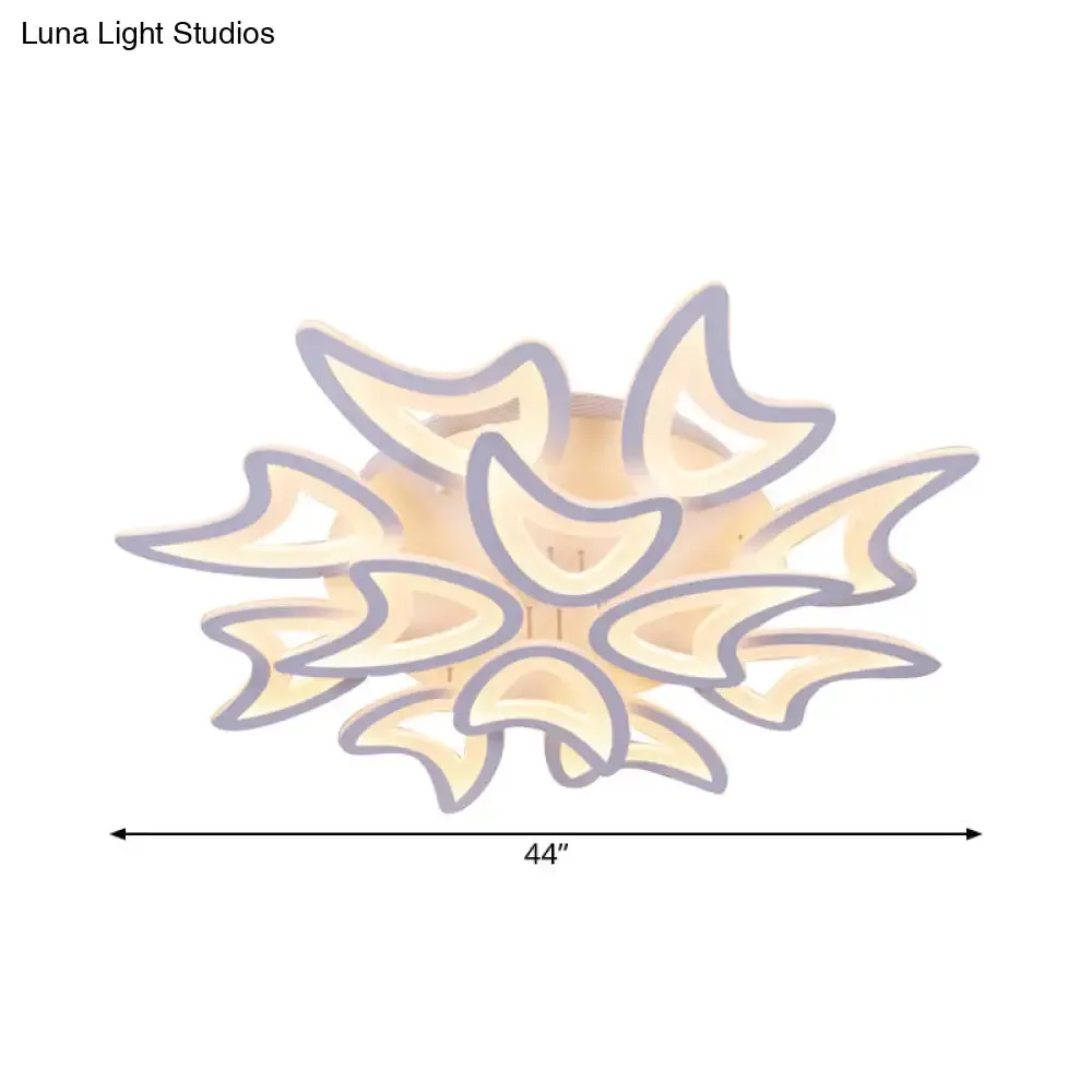 Contemporary Ceiling Lamp with LED Leaves, Acrylic Shade, and Multiple Light Options