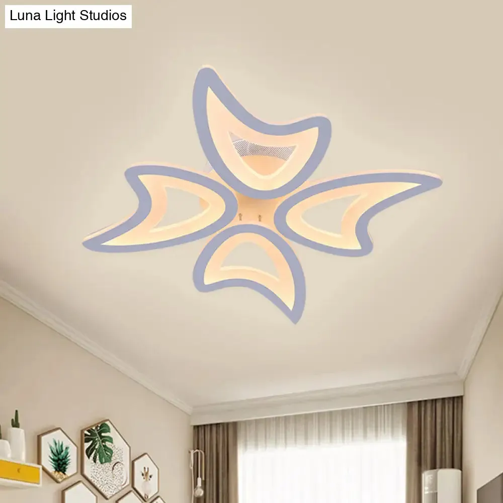 Contemporary Ceiling Lamp with LED Leaves, Acrylic Shade, and Multiple Light Options