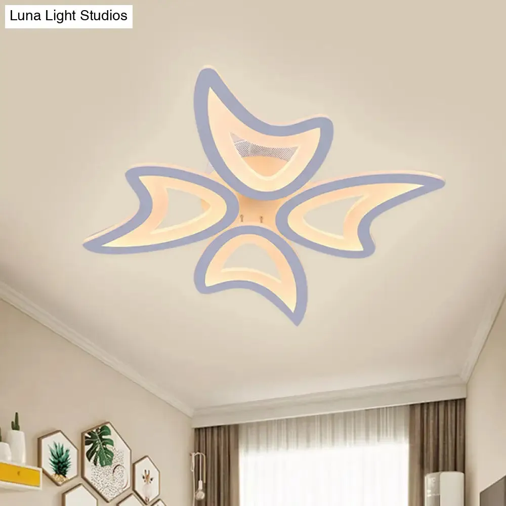Contemporary Ceiling Lamp with LED Leaves, Acrylic Shade, and Multiple Light Options