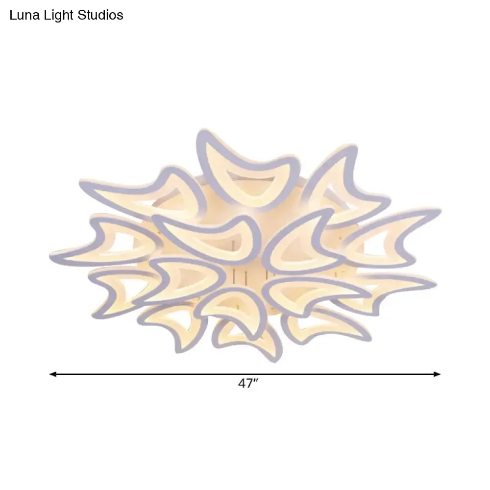 Contemporary Ceiling Lamp with LED Leaves, Acrylic Shade, and Multiple Light Options