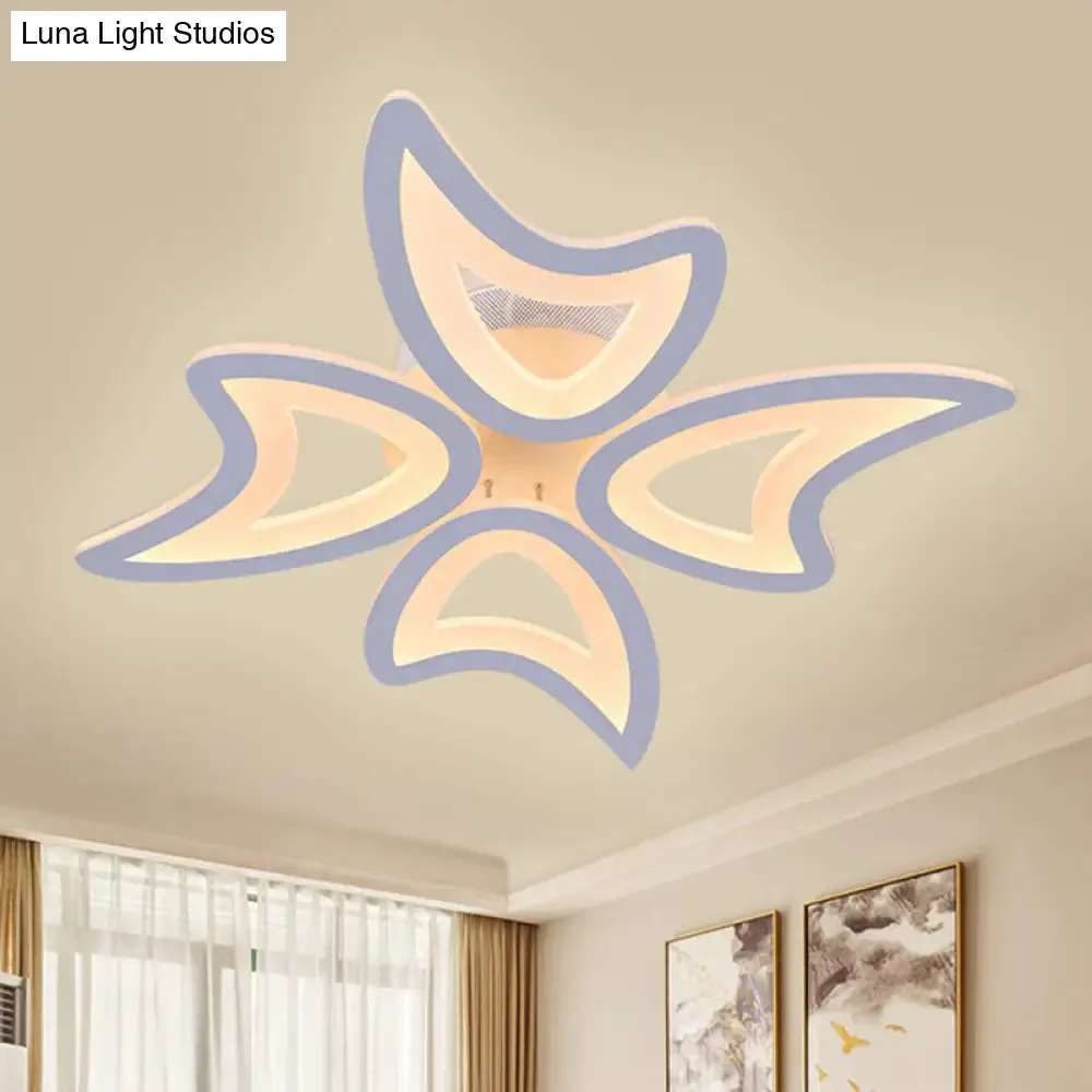 Contemporary Ceiling Lamp with LED Leaves, Acrylic Shade, and Multiple Light Options