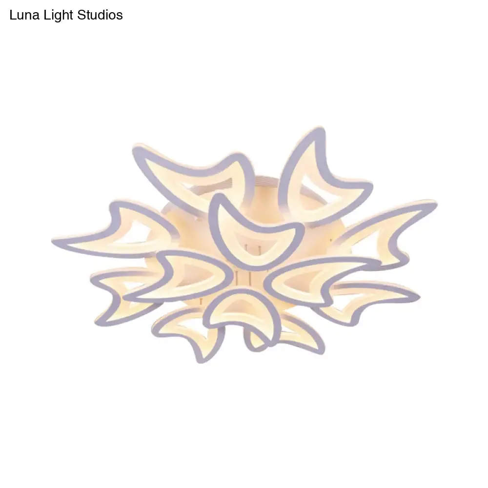 Contemporary Ceiling Lamp with LED Leaves, Acrylic Shade, and Multiple Light Options