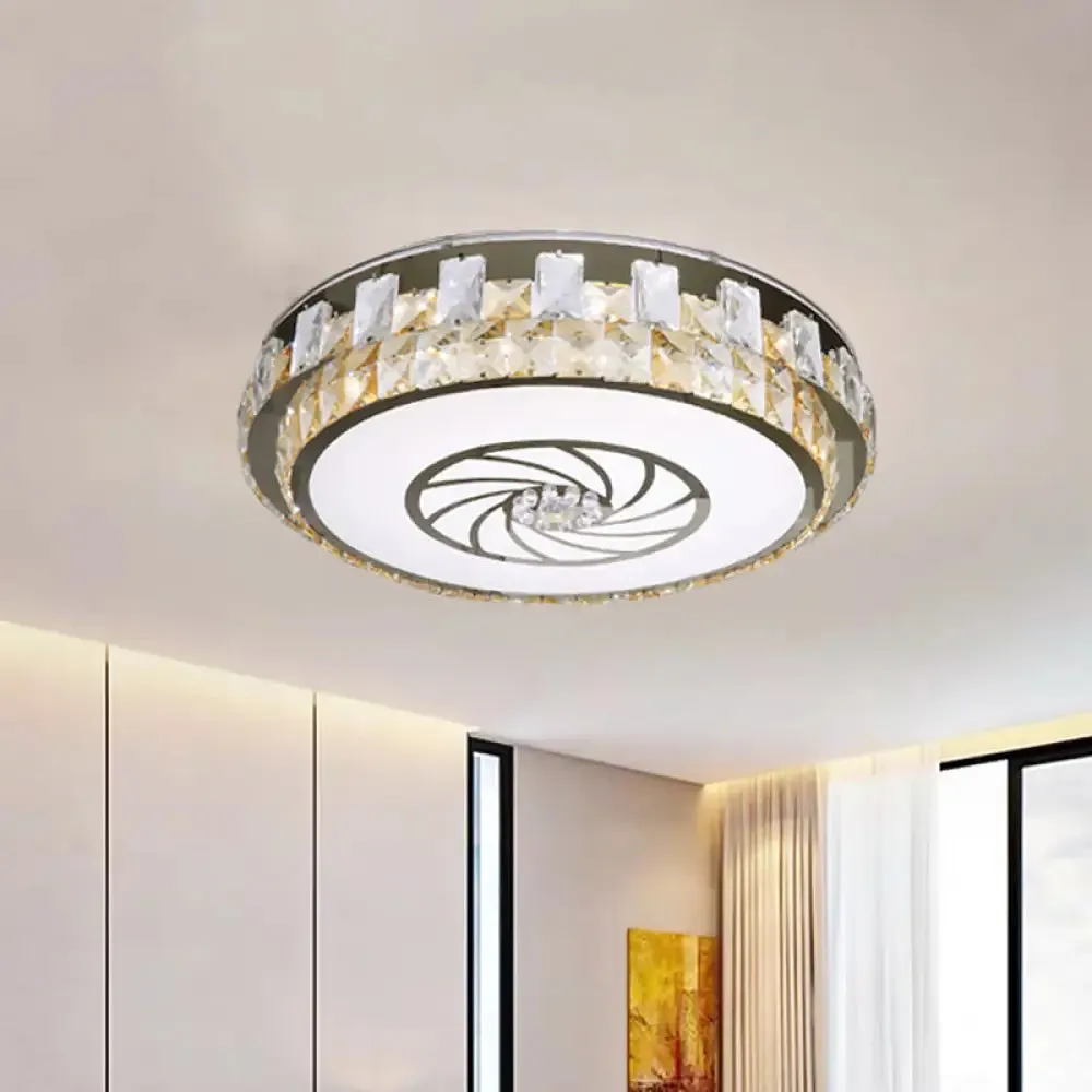 Contemporary Clear Crystal Blocks LED Ceiling Mount Light Fixture with Windmill Pattern