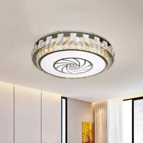 Contemporary Clear Crystal Blocks LED Ceiling Mount Light Fixture with Windmill Pattern