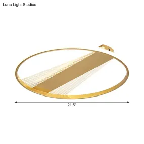 Contemporary LED Gold Flush Mount Ceiling Lamp for Bedroom - Ring Metal Fixture, 18"/21.5" Width