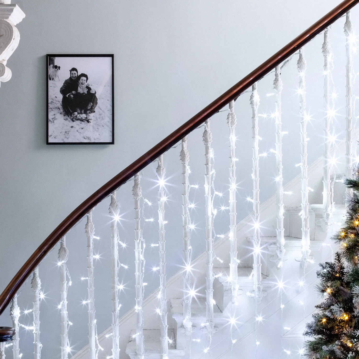 Core Connect 12m x 1m 576 White Connectable Curtain Lights Clear Cable