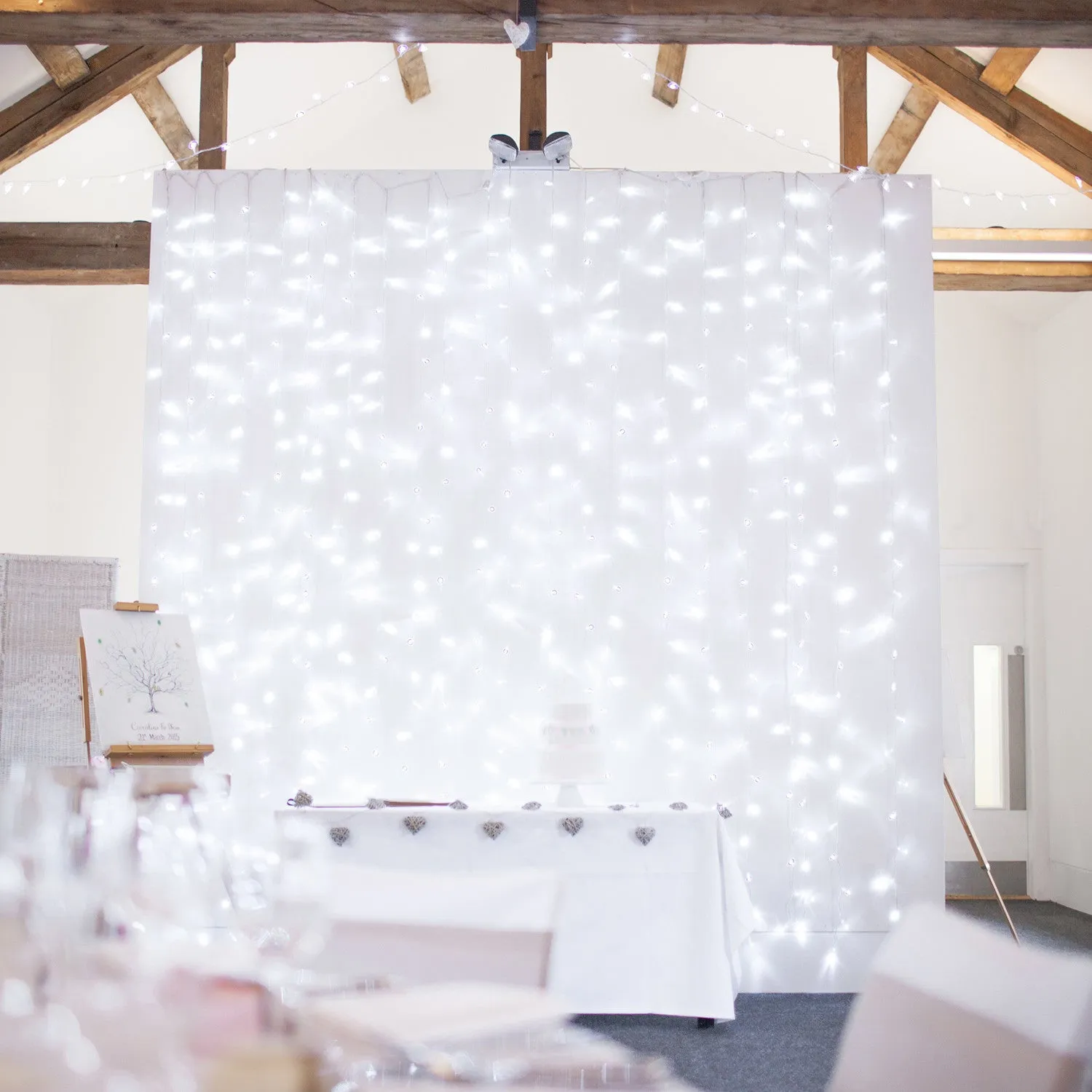 Core Connect 2m x 3m 288 White Connectable Curtain Lights Clear Cable