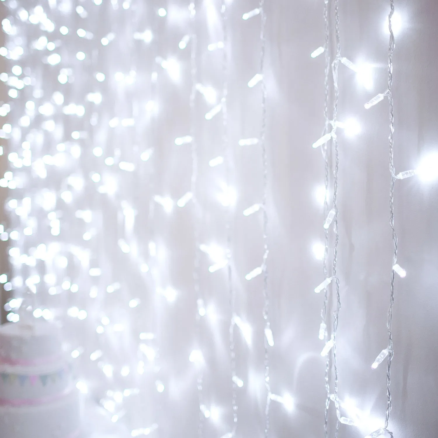 Core Connect 2m x 3m 288 White Connectable Curtain Lights Clear Cable