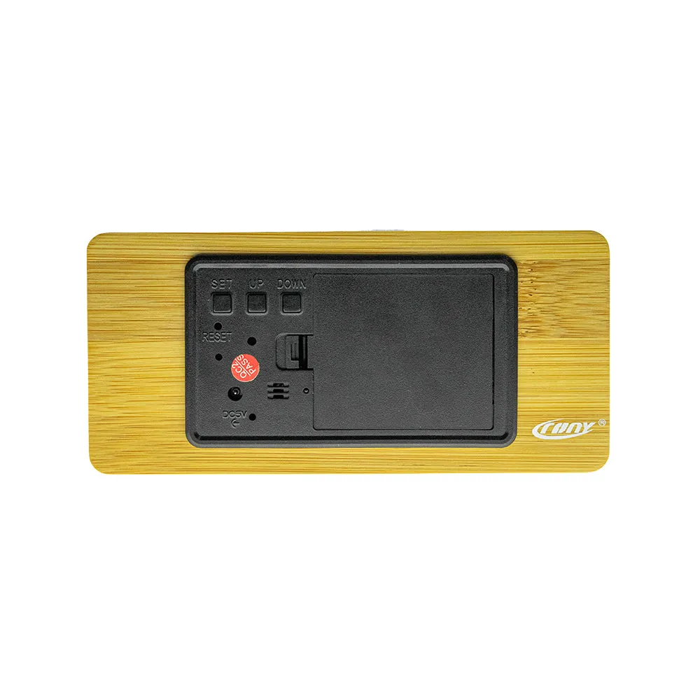 CRONY NEW1299  Clock with red light Digital LED   BT Alarm Clock With  Wireless Charging Wooden Clock