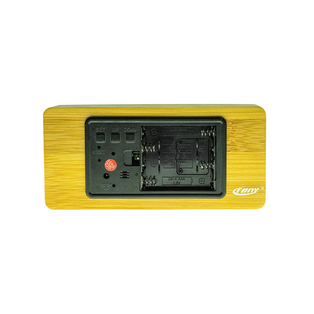 CRONY NEW1299  Clock with red light Digital LED   BT Alarm Clock With  Wireless Charging Wooden Clock