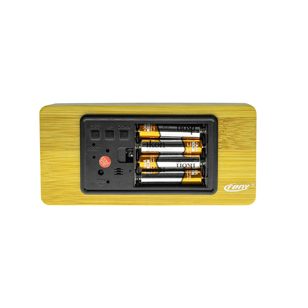 CRONY NEW1299  Clock with red light Digital LED   BT Alarm Clock With  Wireless Charging Wooden Clock