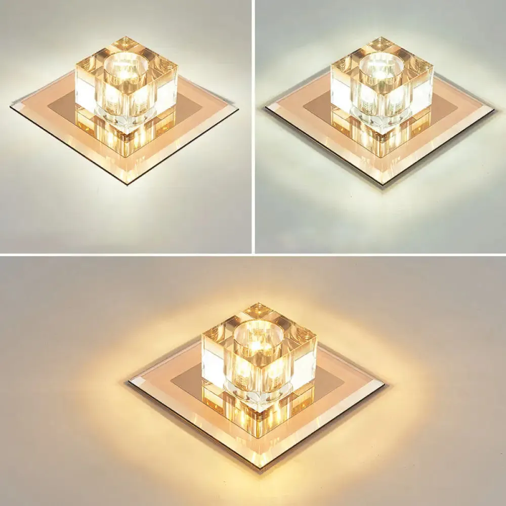 Crystal LED Flush Ceiling Light for Modern Entryways