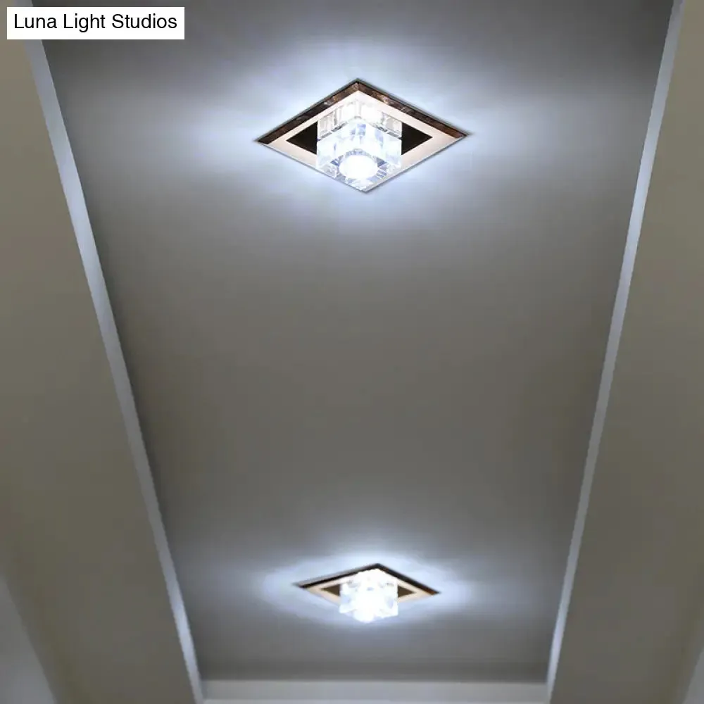 Crystal LED Flush Ceiling Light for Modern Entryways