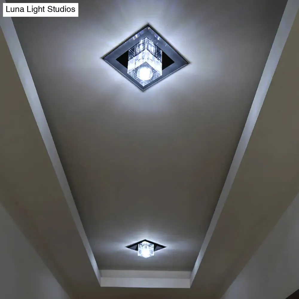 Crystal LED Flush Ceiling Light for Modern Entryways