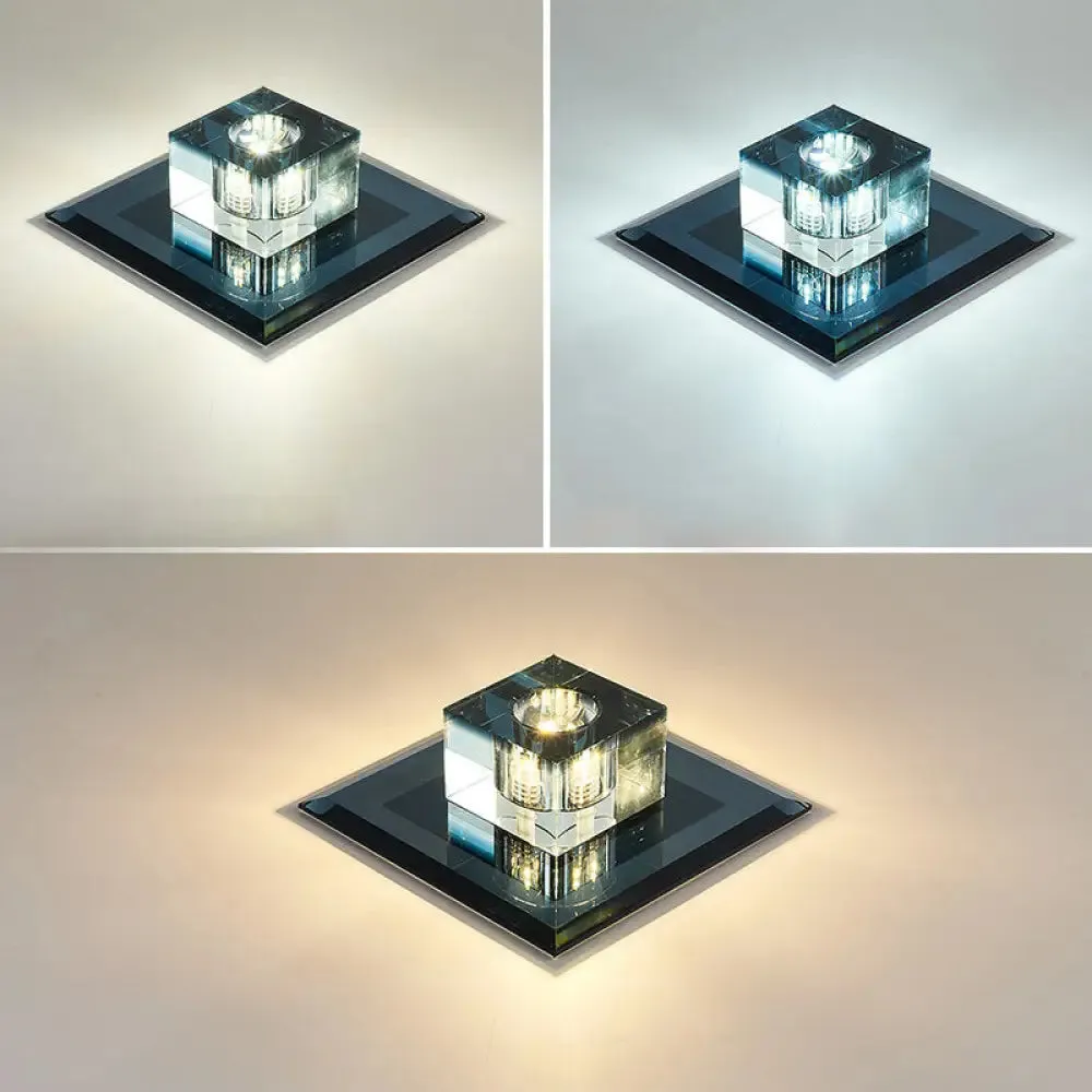 Crystal LED Flush Ceiling Light for Modern Entryways