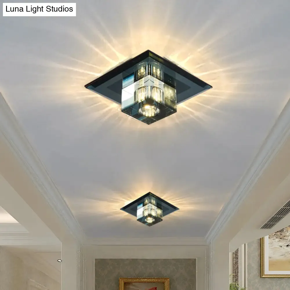 Crystal LED Flush Ceiling Light for Modern Entryways