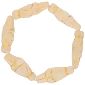 Czech Glass Goddess (25x10mm) Crystal Transparent Matte with Yellow Gold Wash , 1 Strand