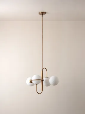 Decora - 4 light aged brass and opal pendant
