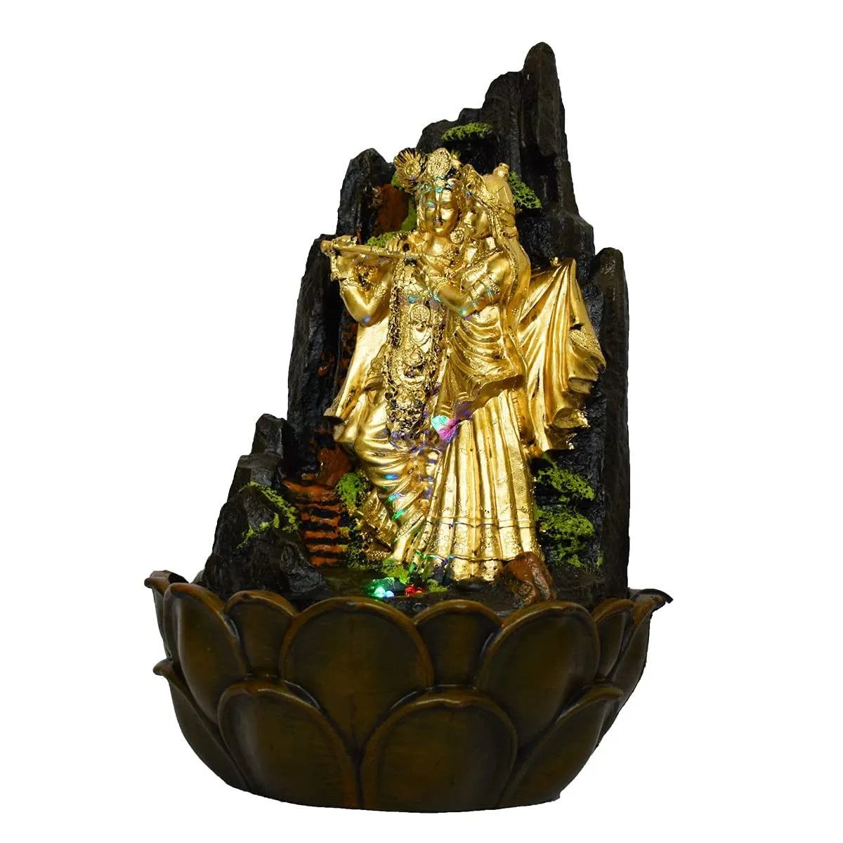 Devine Gifts Waterfall Fountain Indoor Home Decor Polyresin Indoor/Outdoor Water Fountains with LED Lights, Home Decor, Decoration Living Room, Birthday Gift,