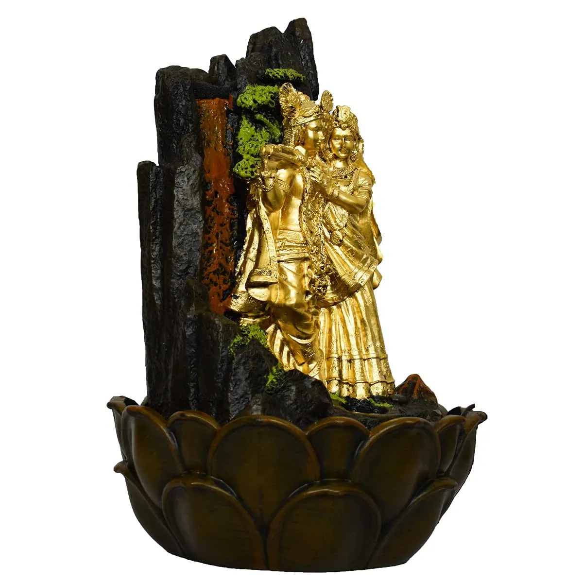 Devine Gifts Waterfall Fountain Indoor Home Decor Polyresin Indoor/Outdoor Water Fountains with LED Lights, Home Decor, Decoration Living Room, Birthday Gift,