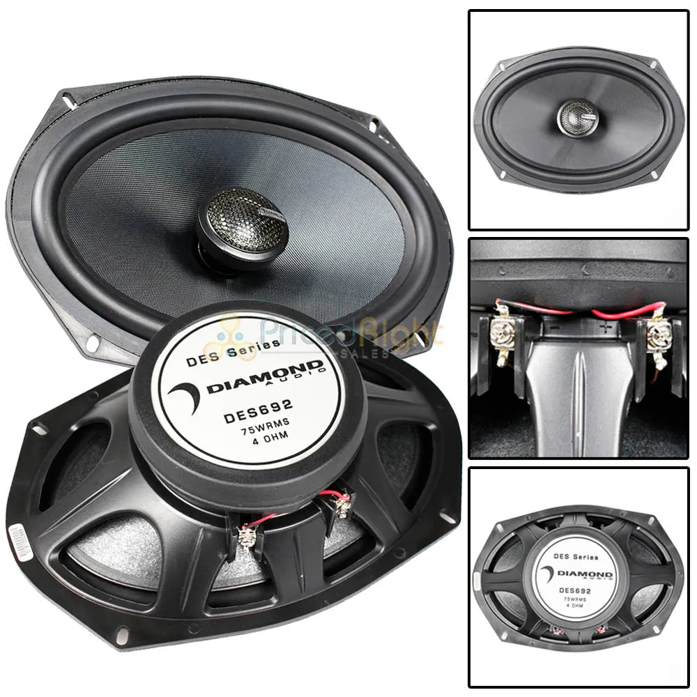 Diamond Audio 6x9" Coaxial Speakers 150 Watts Max Ohm 4 DES Series DES692 Pair