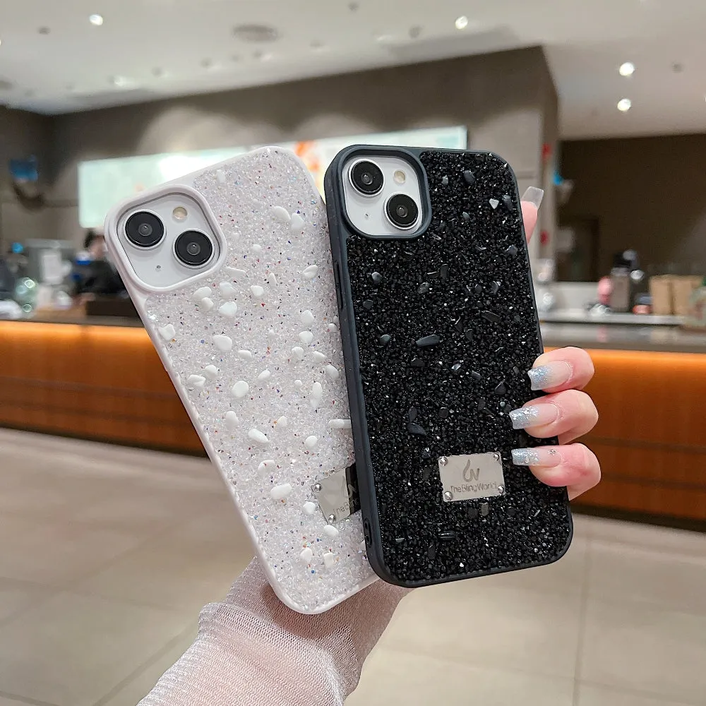 Diamond Studded Pattern Glittery Phone Case - iPhone 14 Pro