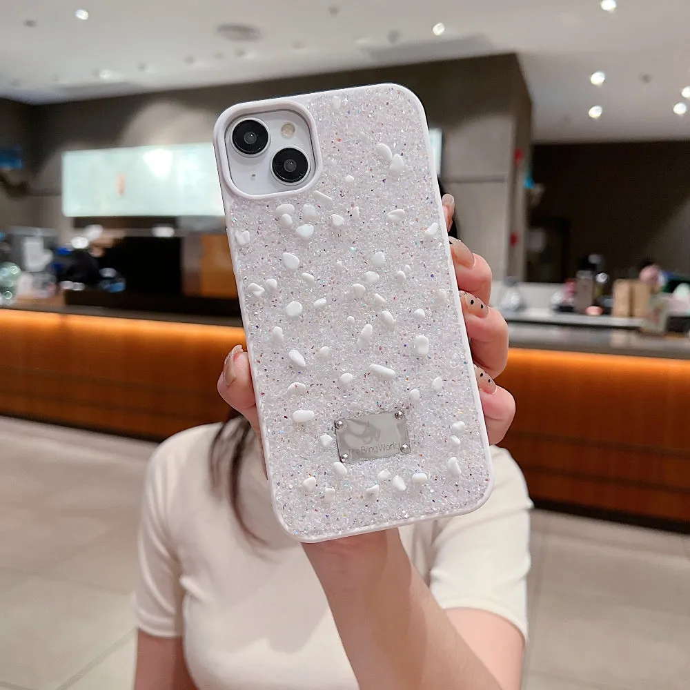 Diamond Studded Pattern Glittery Phone Case - iPhone 14 Pro