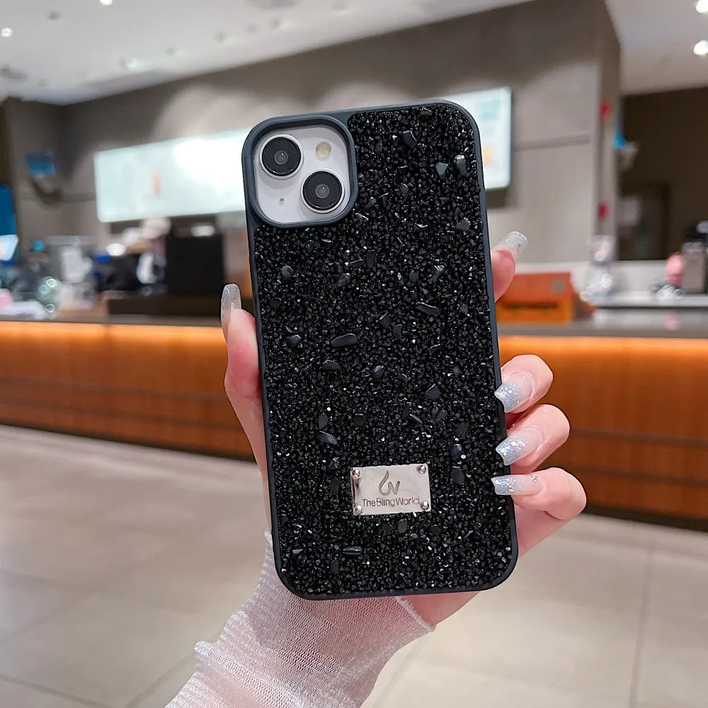 Diamond Studded Pattern Glittery Phone Case - iPhone 14 Pro
