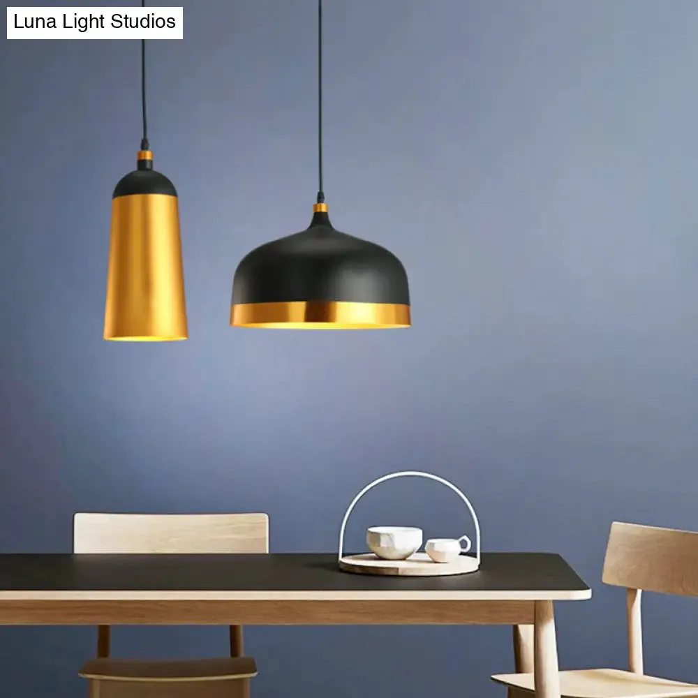 Dining Room Drop Lamp - Geometric Metal Design, 1 Head, Contemporary Hanging Light Kit
