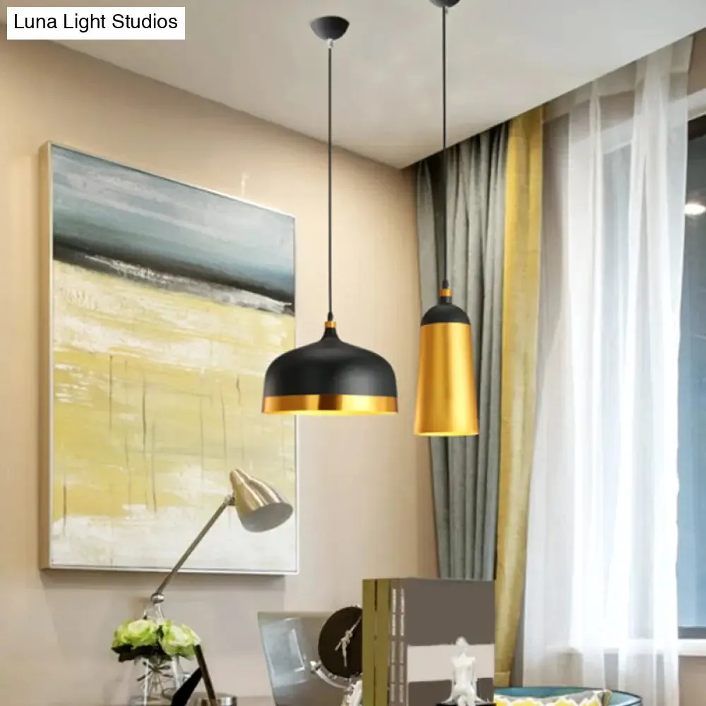 Dining Room Drop Lamp - Geometric Metal Design, 1 Head, Contemporary Hanging Light Kit