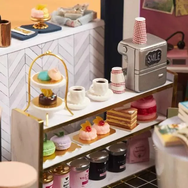 DIY Dollhouse Kit - Book Store Dollhouse Miniature - Book Shop Dollhouse Kit - Book Cafe Dollhouse With Music Lounge - Book Lover Gifts