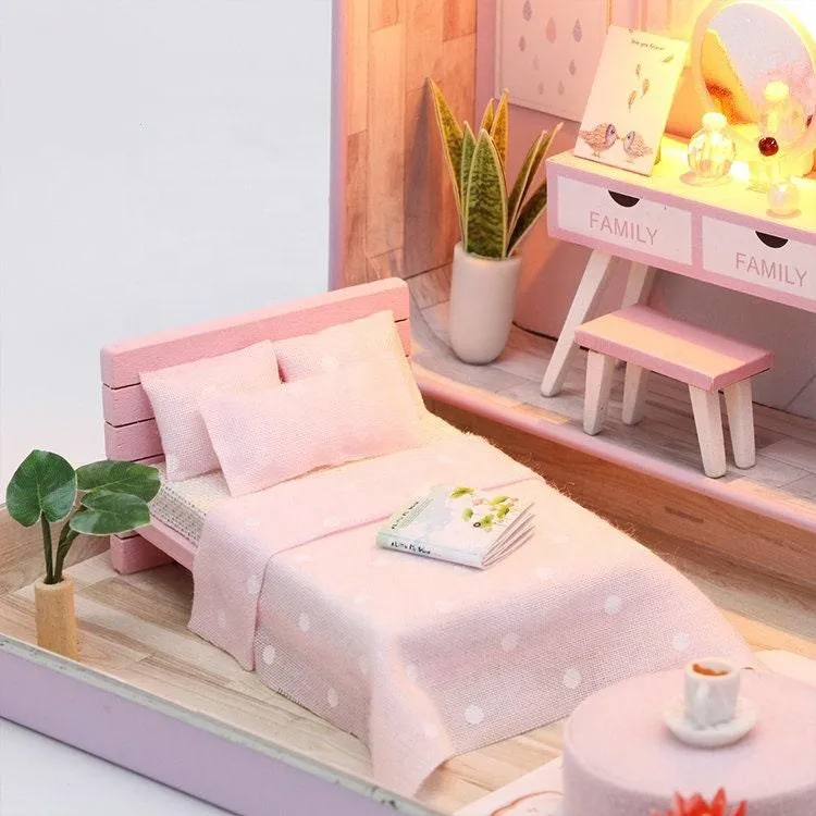 DIY Theatre Series Dollhouse Kit Box (Romantic,Summer,Happiness) Miniature Dollhouse In 3 Patterns Adult Craft Theatre Series Dollhouse